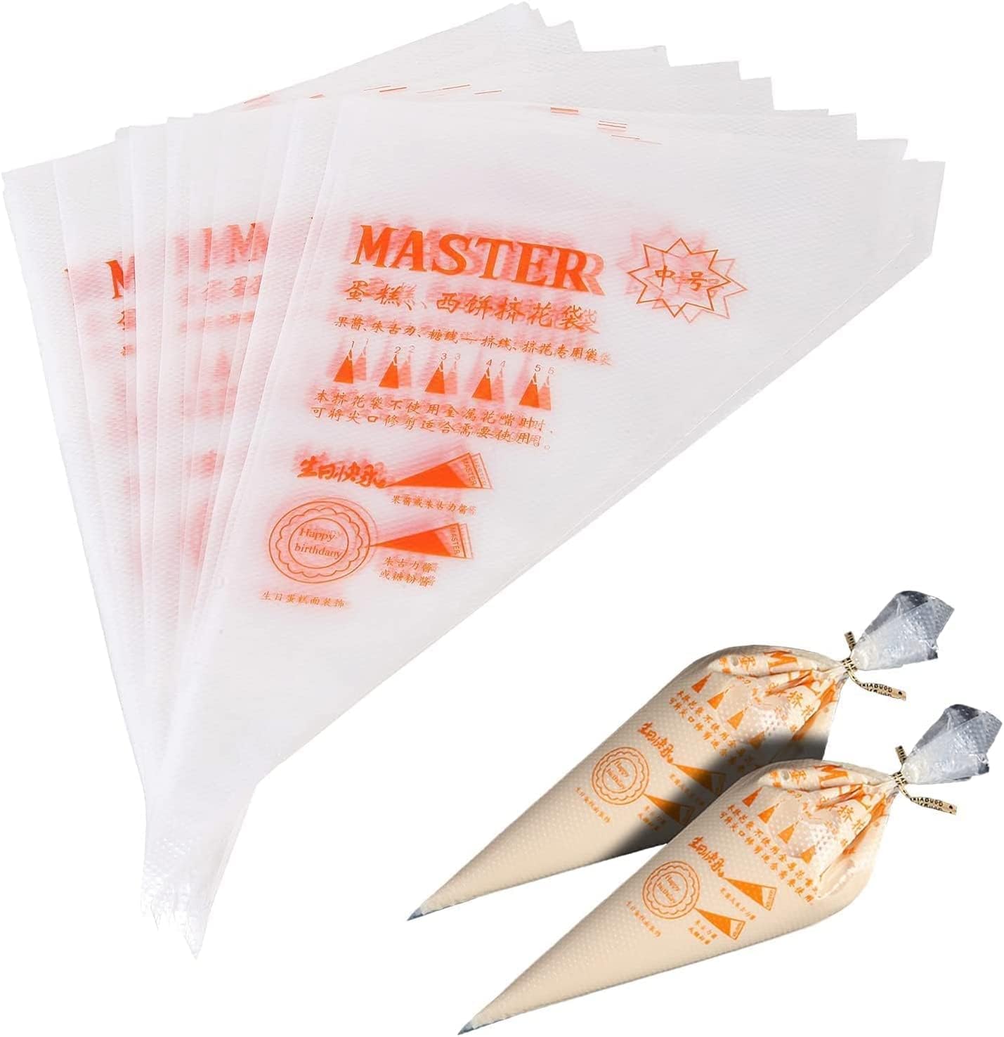 ECVV 100Pcs Ice Fountain Soft Candy Cake Decoration Tools Baking Decoration Bag Disposable Pipe Bag, White, Medium 32 X 20 Cm