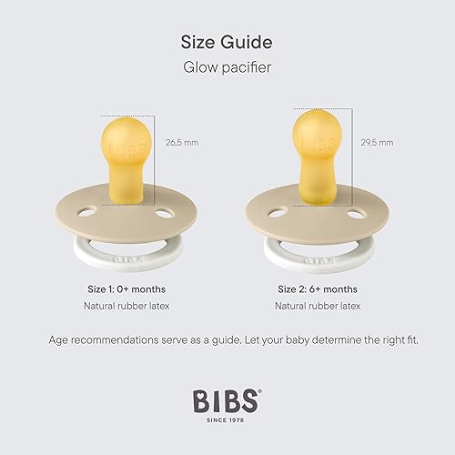 Miniatura 2 de BIBS Chupetes de la colección Colour  Juego de 2 chupetes de goma natural sin BPA  Hecho en Dinamarca  Más de 18 meses (paquete de 2)  Brillo de