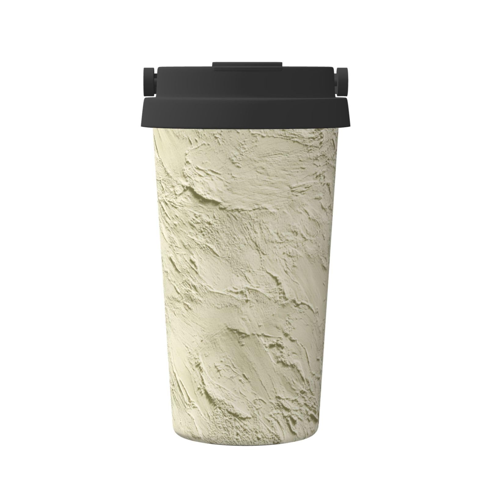 Taza de café aislada de acero inoxidable con textura de yeso para agua fría y caliente