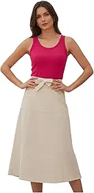 Saia Midi Feminina em Viscose Off White - com Caimento Perfeito