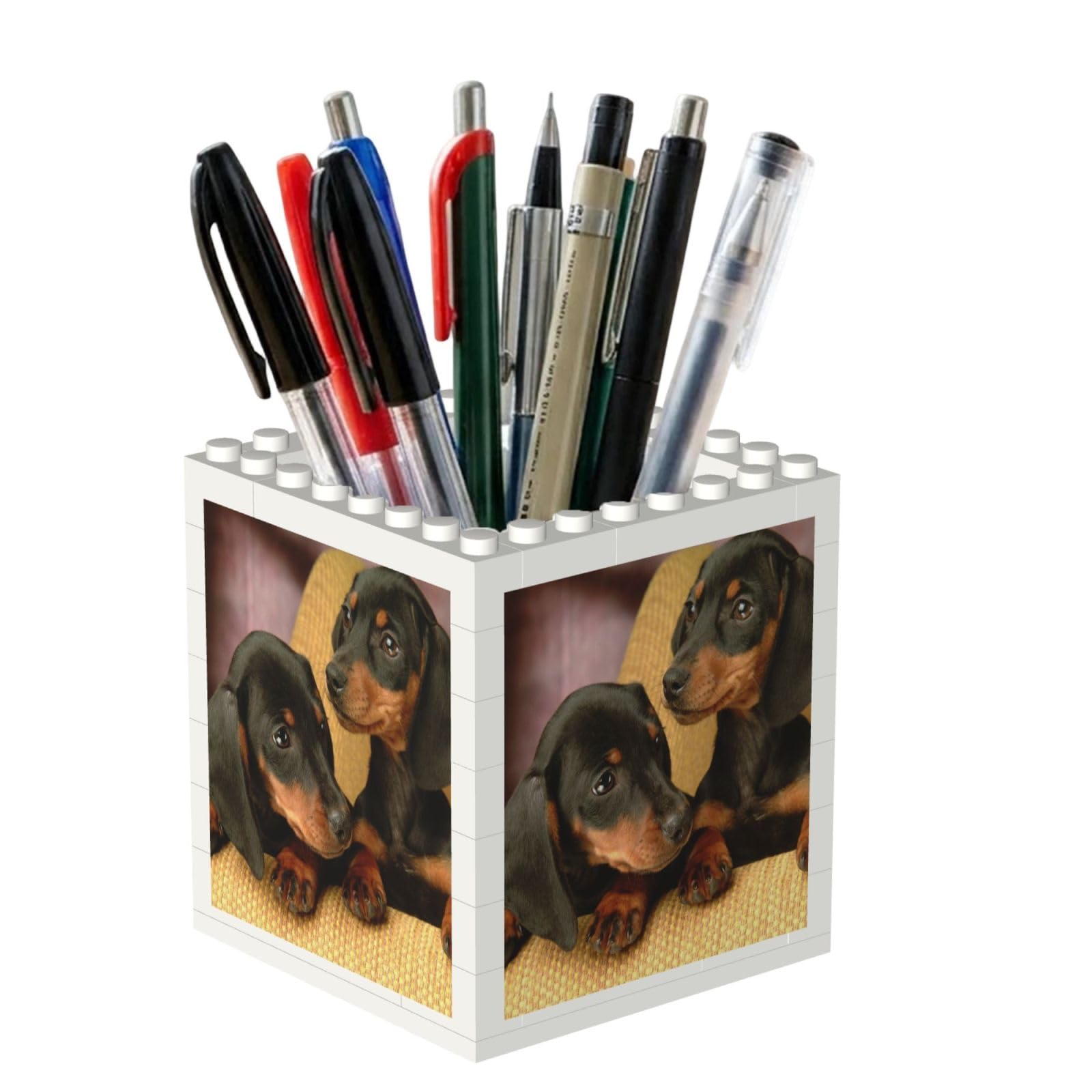 Poadnly Dachshund Puppies Pets Dogs Small Dachshund, Pen Pot Pencil Holder for Office Home School, Compact Desk Organiser for Office Stationery