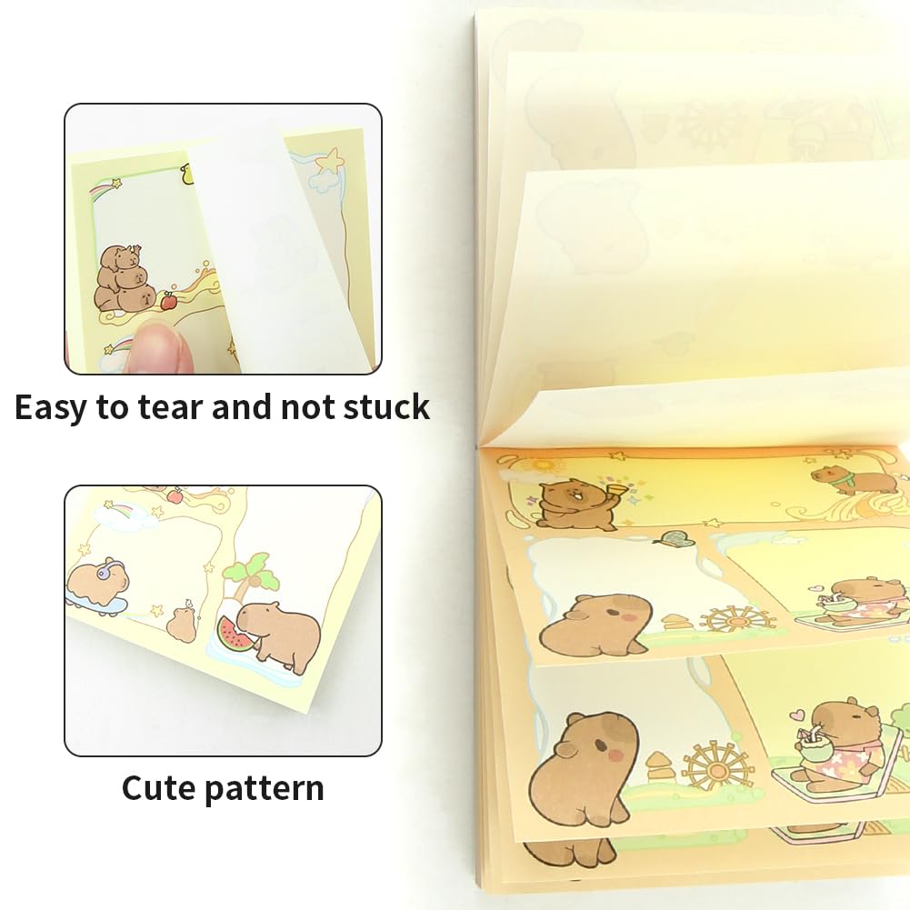400Pcs Capybara Sticky Notes, Kawaii Shy Little Capybara Sticky Tabs, Self-Stick Pads, Cute Memo Notes - Image 3