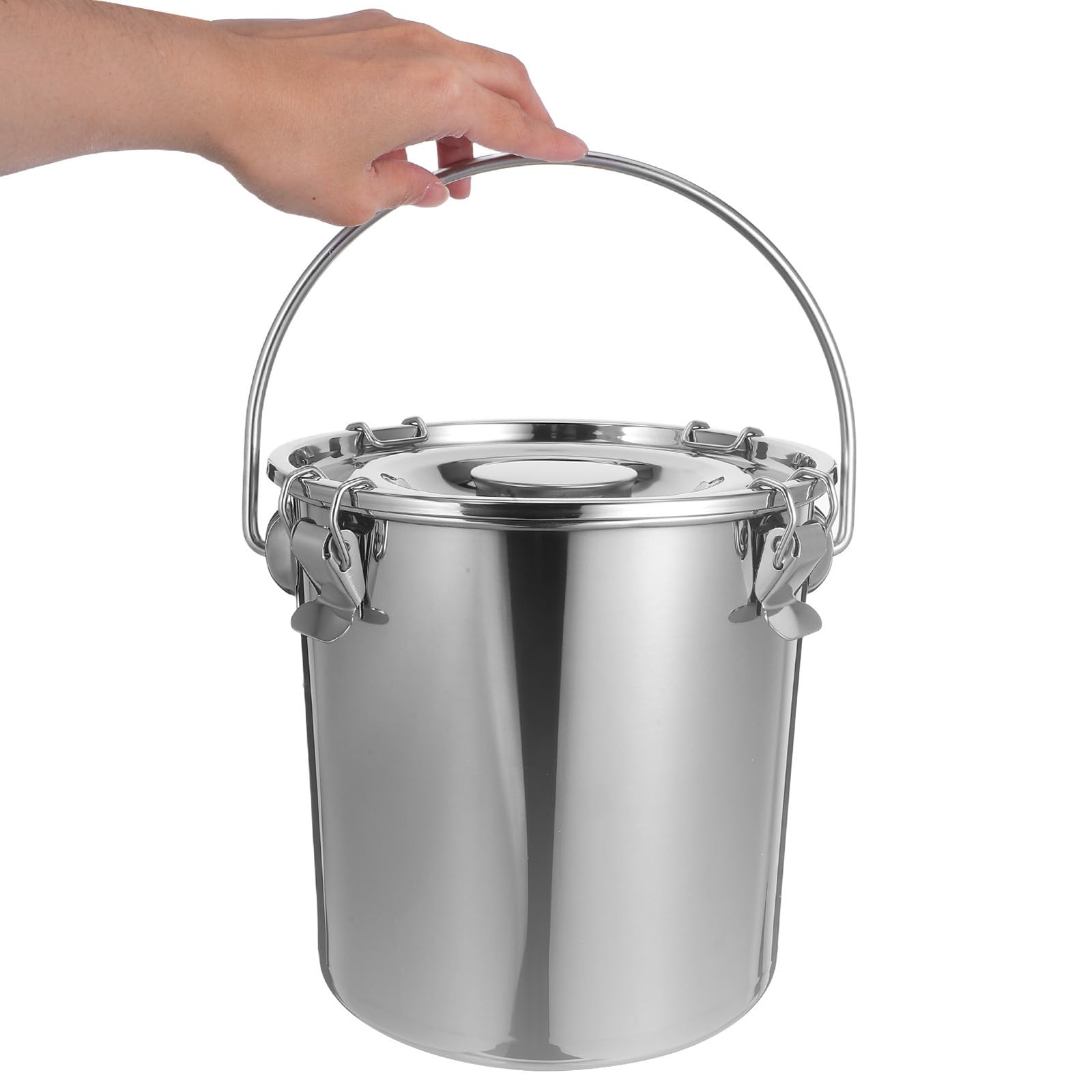 Cubo Recipiente con Acero Portátil de 7l de Inoxidable Hermético Asa Multipropósito Almacenar Transportar en para Alimentos y Leche Uso de Catering y Oficinas