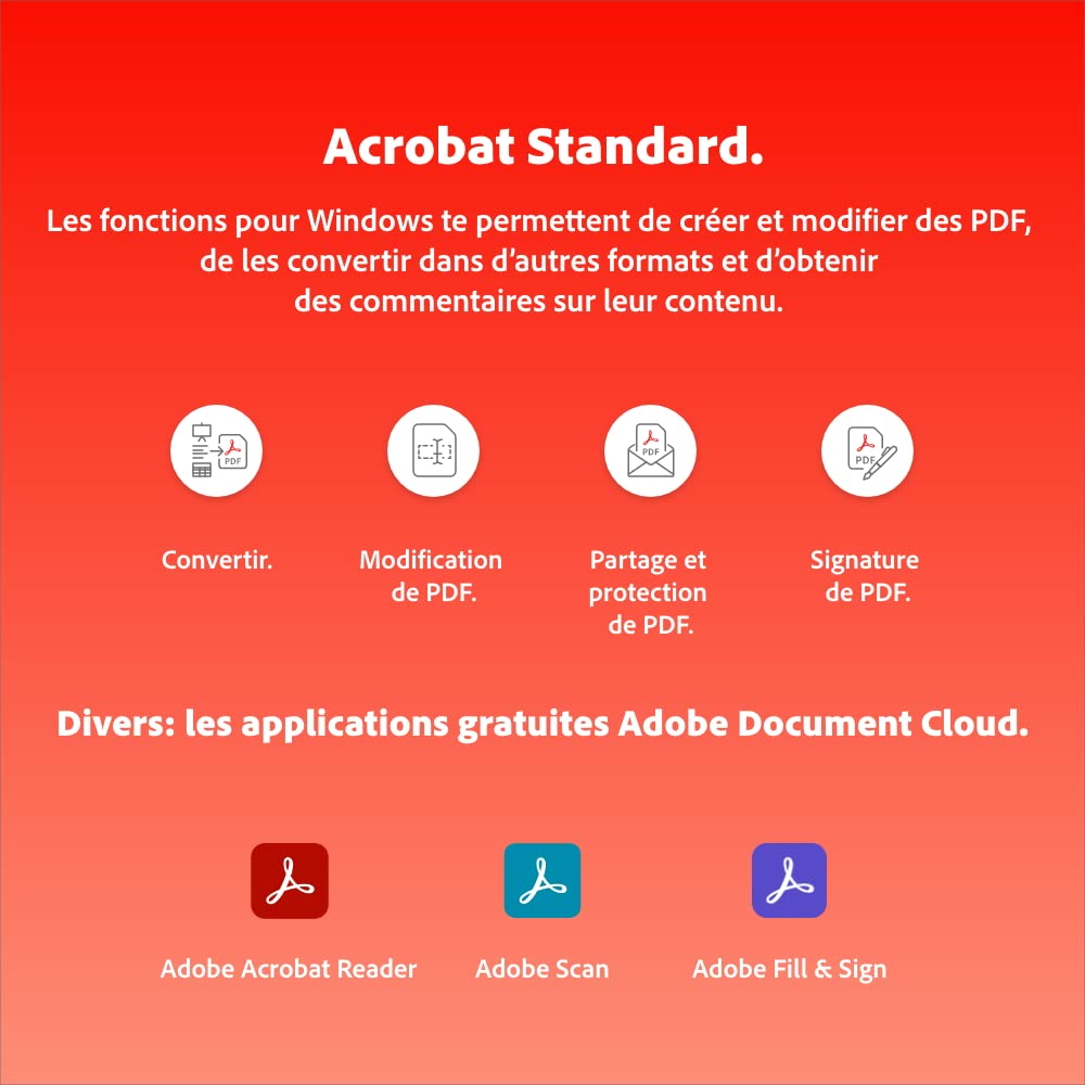 Adobe Acrobat Standard PC Mac Téléchargement