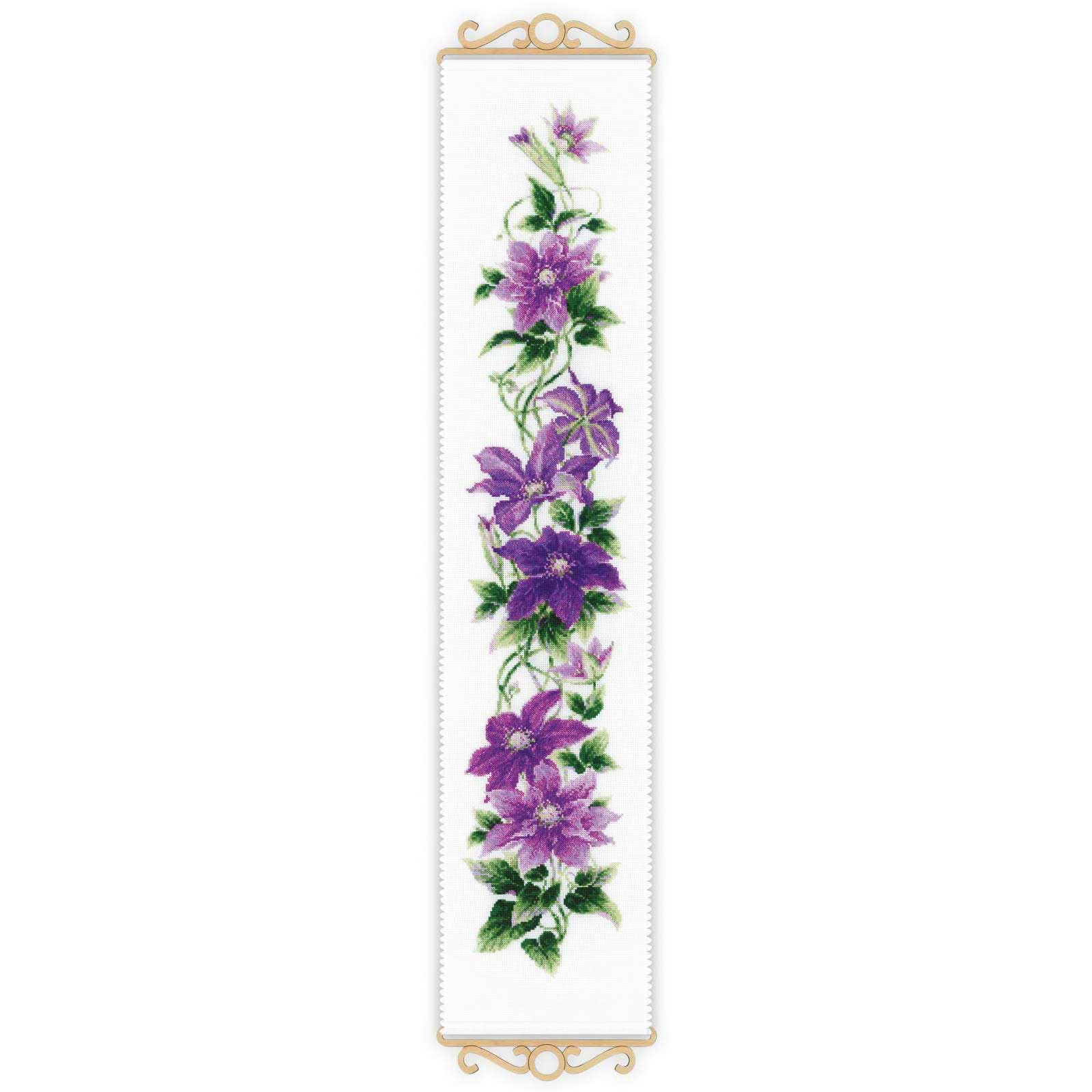RIOLIS - Clematide 1801, Punto croce 19x90cm, Punto croce kit da ricamare, Disegni da ricamare, Set di ricamo
