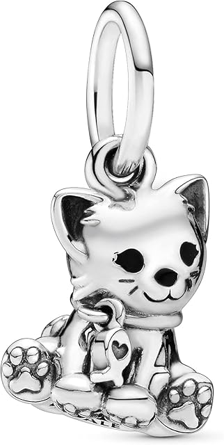 Pandora Moments Women's Sterling Silver Kitty-Cat Dangle Charm for Bracelet