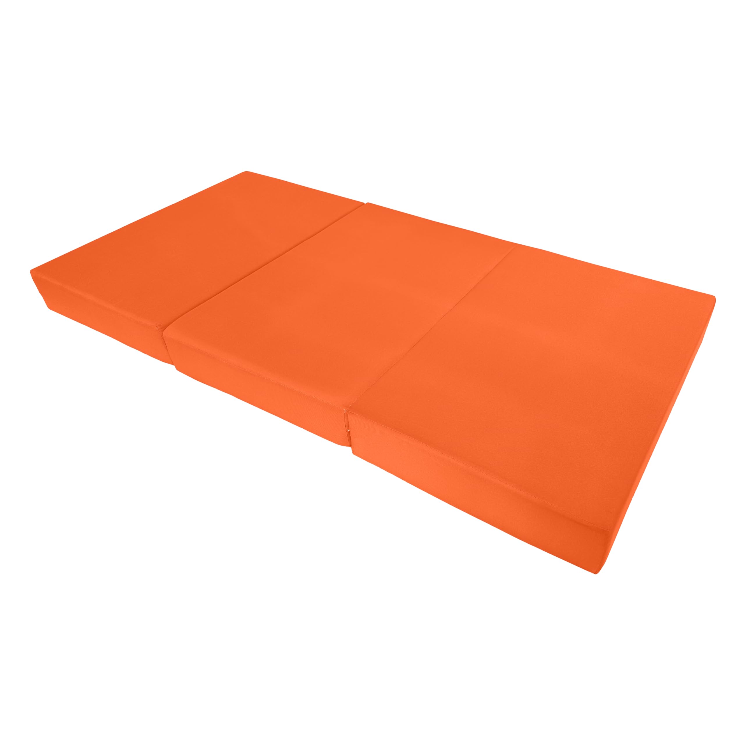 D&D Futon Furniture Trifold Foam Bed, Folding Ottoman Mattress (Orange, Twin Size (6 x 39 x 75))