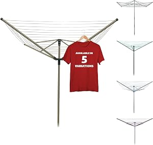 Strata Heavy Duty Rotary Outdoor Drying Rack - 194 Feet Umbrella Clothesline Outdoor Dryer, Light Weight Aluminum Frame Outside Clothes Drying Rack, Sahara Beige