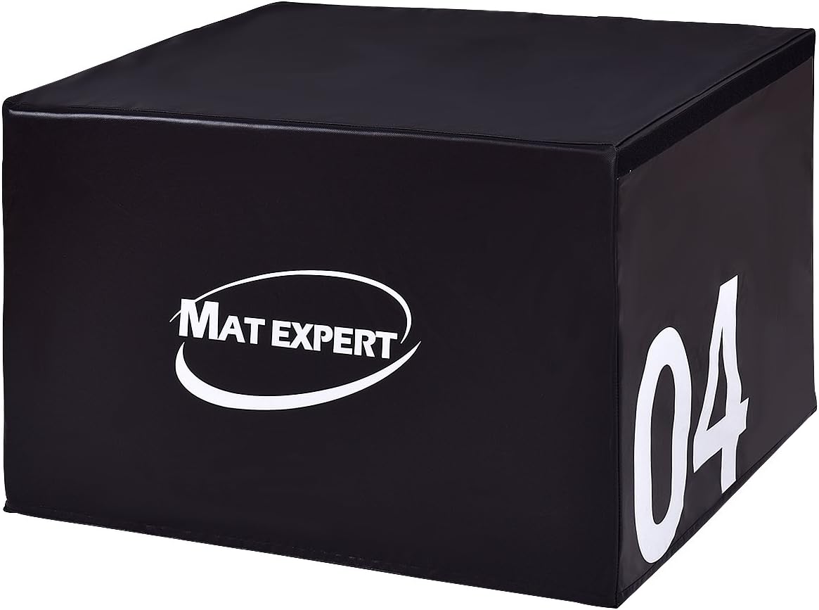 MAT EXPERT PVC Soft Foam Jumping Box Plyometric Exercise Fitness Safe Box (Black 24" Height)