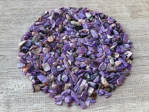 Image of 2 oz Lot Natural Charoite Semi Tumbled Charoite Gemstone Chips, Charoite Crushed Mini Crystals, Undrilled Crystal Chips (Charoite)