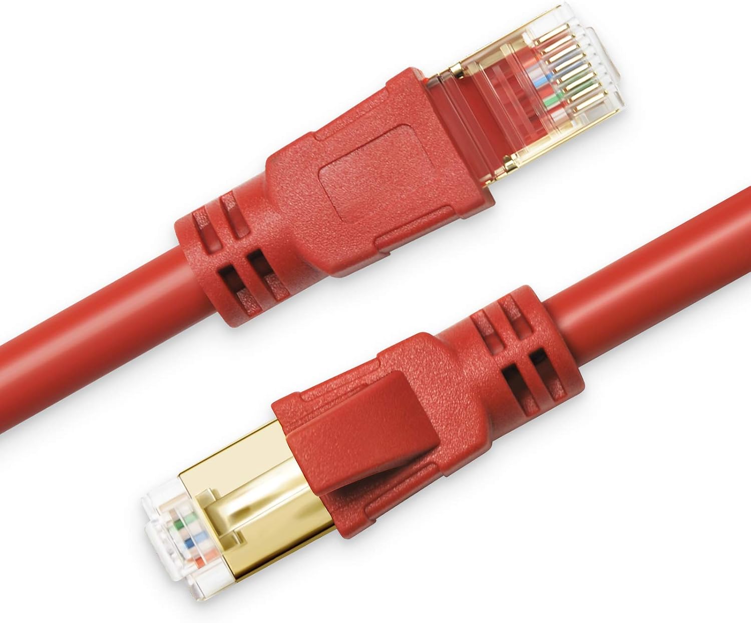 CAT 8 Ethernet Cable, 50ft High Speed 40Gbps 2000MHz Morandi Colored CAT8 SFTP Cord, Gigabit Internet Network LAN Cable with Gold Plated RJ45 Connector for Gaming, Modem, PC (Morandi Red, 50ft)