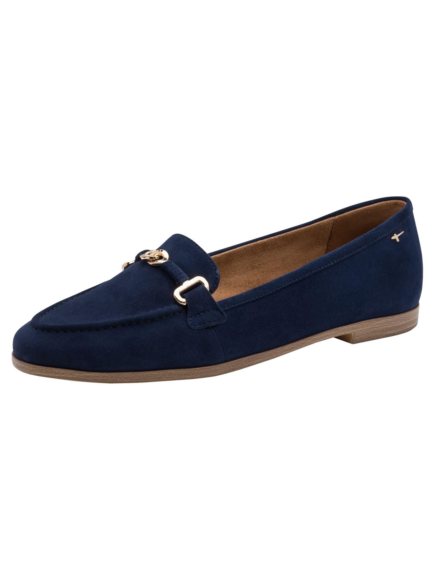 Tamaris Women's loafer flat leather blue 5.5 UK