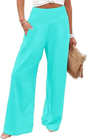 JZC Women's Palazzo Lounge Pants Casual Wide Leg Pants High Waist Flowy Toursers with Pockets