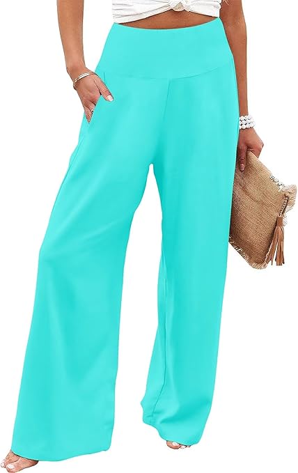 JZC Women's Palazzo Lounge Pants Casual Wide Leg Pants High Waist Flowy Toursers with Pockets