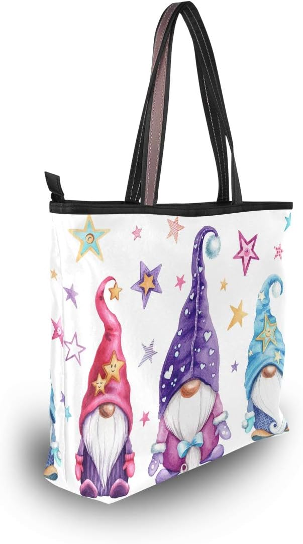 Watercolor Magic Gnomes Stars Handbags and Purse for Women Tote Bag Large Capacity Top Handle Shopper Shoulder Bag - Image 6