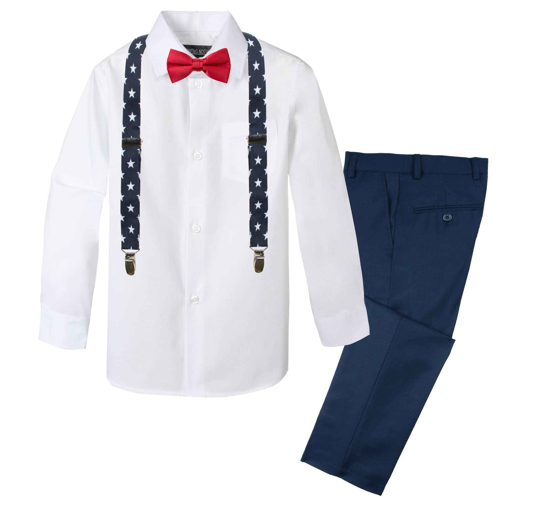 Spring Notion Boys' 4-Piece Floral Suspenders Outfit