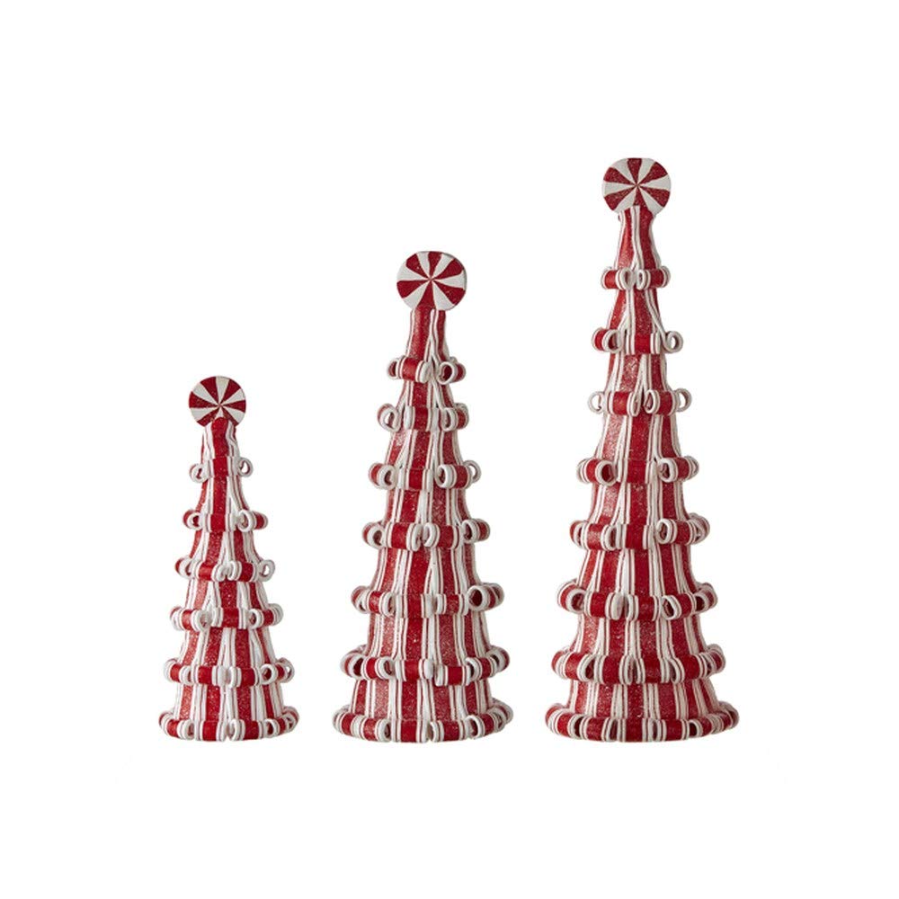 2021 Peppermint Parlor 13-inch Peppermint Candy Tree, Set of 3