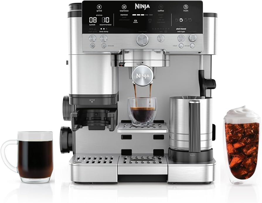 Ninja Luxe Café 3-in-1 Espresso, Drip Coffee and Cold Brew Machine | Intergrated Coffee Grinder, Milk Frother, Assisted Tamper & Built-In Espresso Accessory Storage | Stainless Steel | ES601