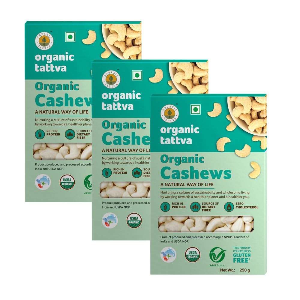 Organic Tattva, Organic Cashews/Kaju Nuts (W320) (750 Grams (Pack of 3)) (B0C7MWTSB8) Amazon Price History, Amazon Price Tracker