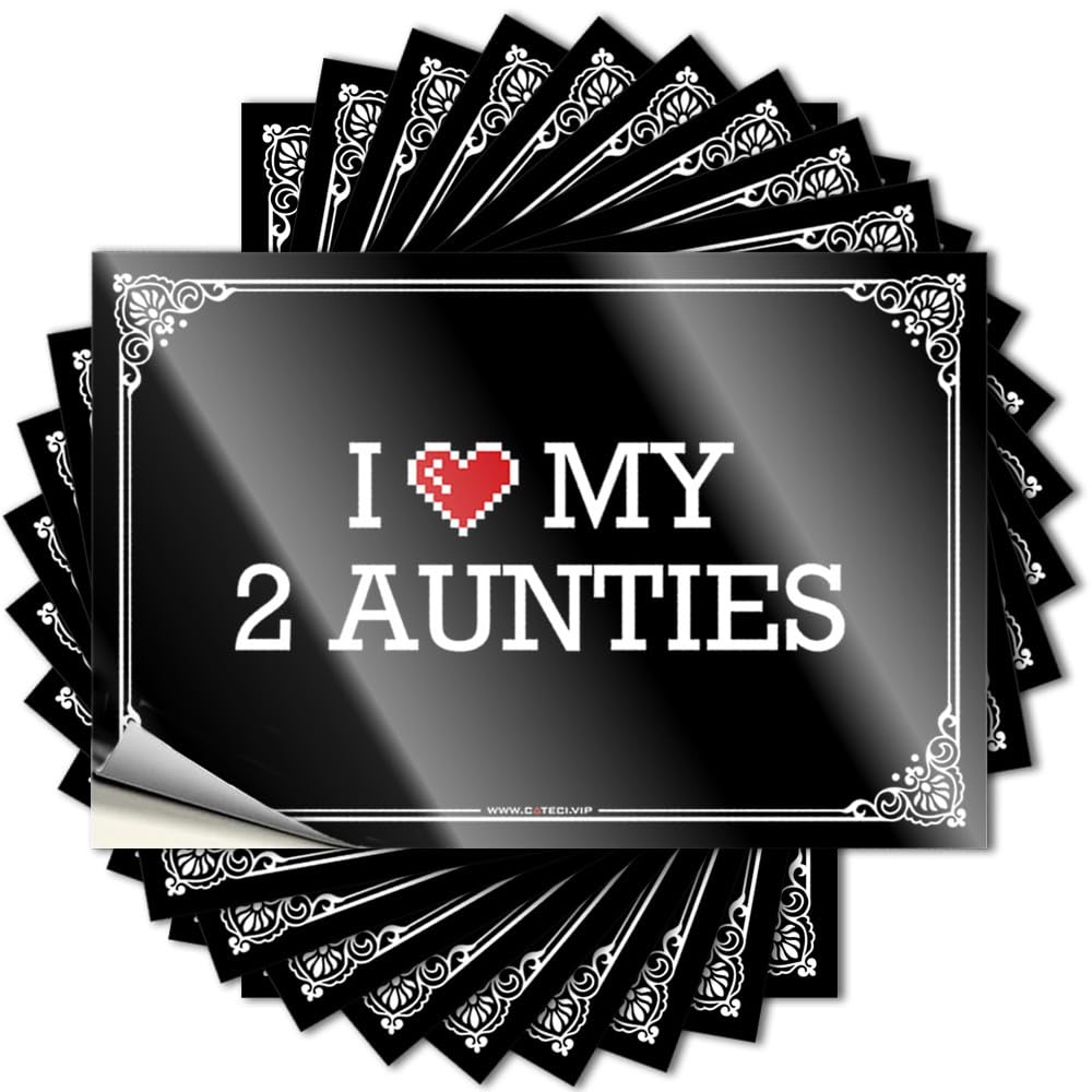 Reading, Lettering Sticker Case I Love My 2 Aunties | Best Roll(8X12CM)