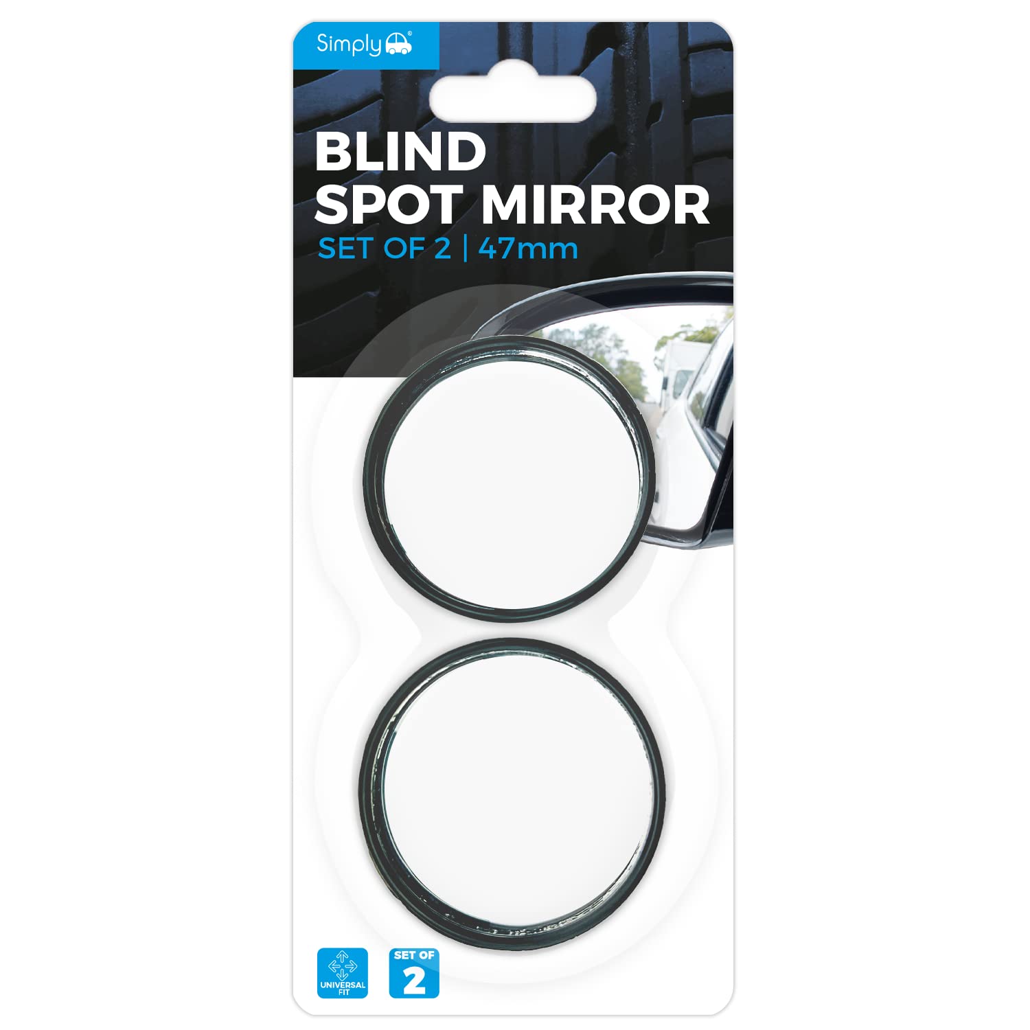 Simply Auto BS002 Blind Spot Mirror 2"" Inch Black Twin Pack Car Safety Mirrors