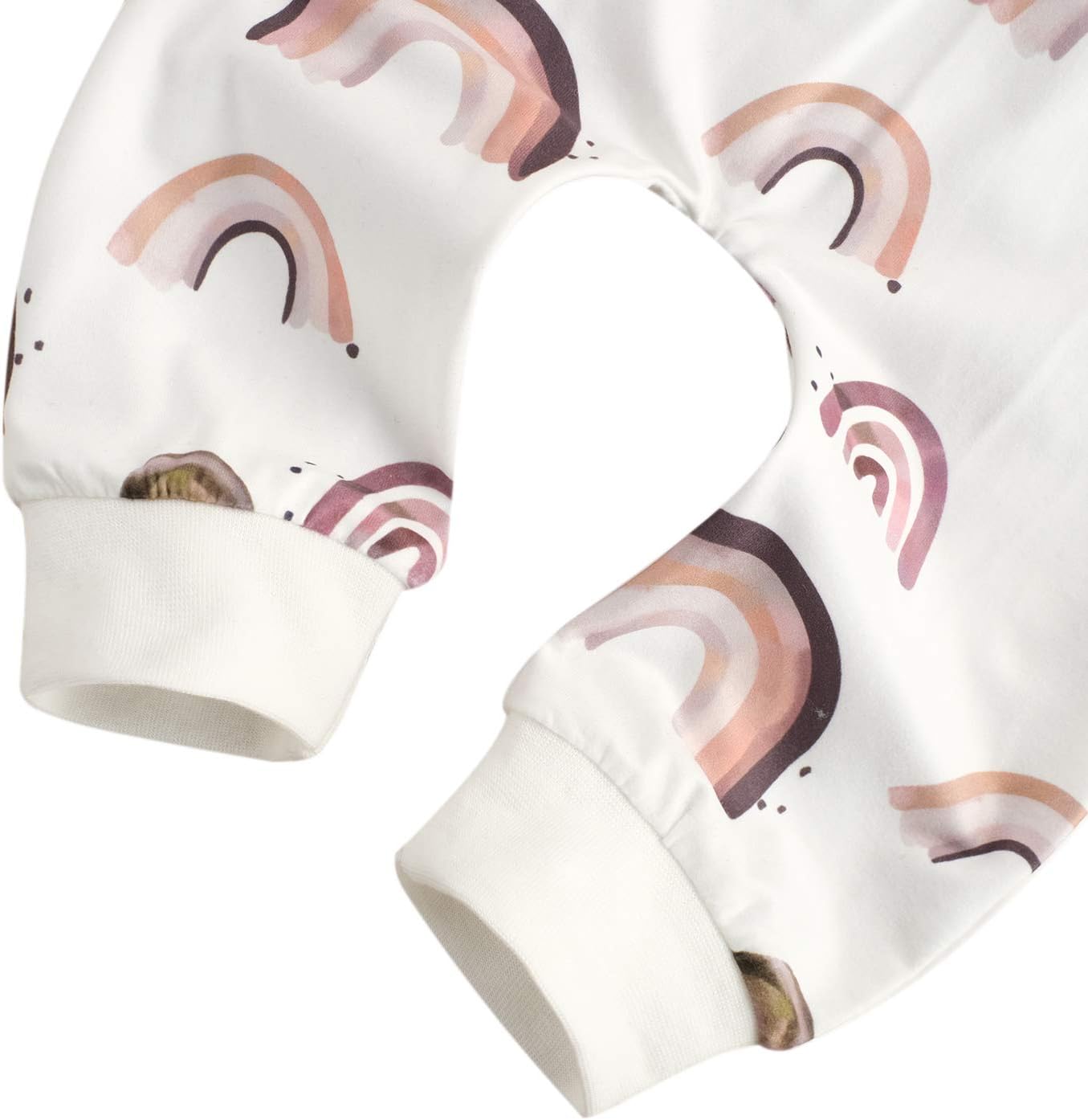 Infant Baby Girl Boy Outfit Long Sleeve Rainbow Pullover Tops with Leopard Pants 2pcs Set Winter Spring Clothes Khaki 12-18 Months image 6 of 7 B08Q3PQJLZ