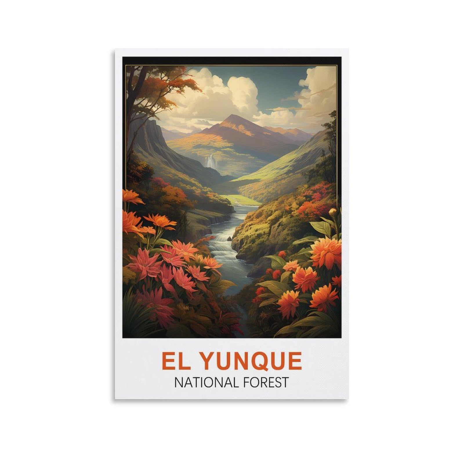 EZMLFA 5D Diamond Art Kits for Beginner,El Yunque National Forest,Diamond Picture Art for Beginner, DIY Gem Cross Stitch Creative Gift Home Wall Decor 40x40cm