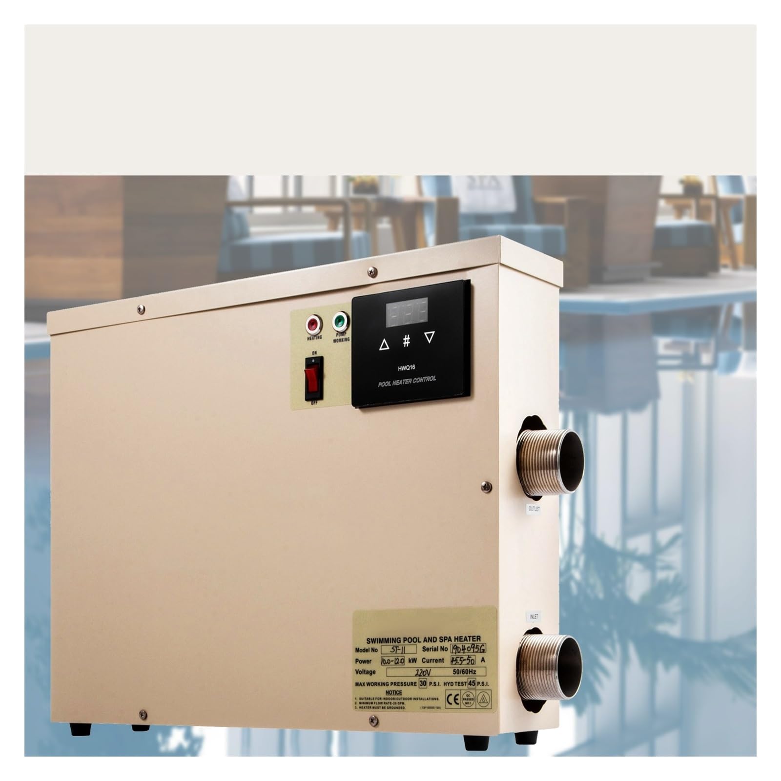 Riscaldatore per piscina Termostato for scaldabagno digitale elettrico 11KW Riscaldatore for piscina SPA Vasca idromassaggio Riscaldamento for vasca Temperatura regolabile Pompa di calore per piscina