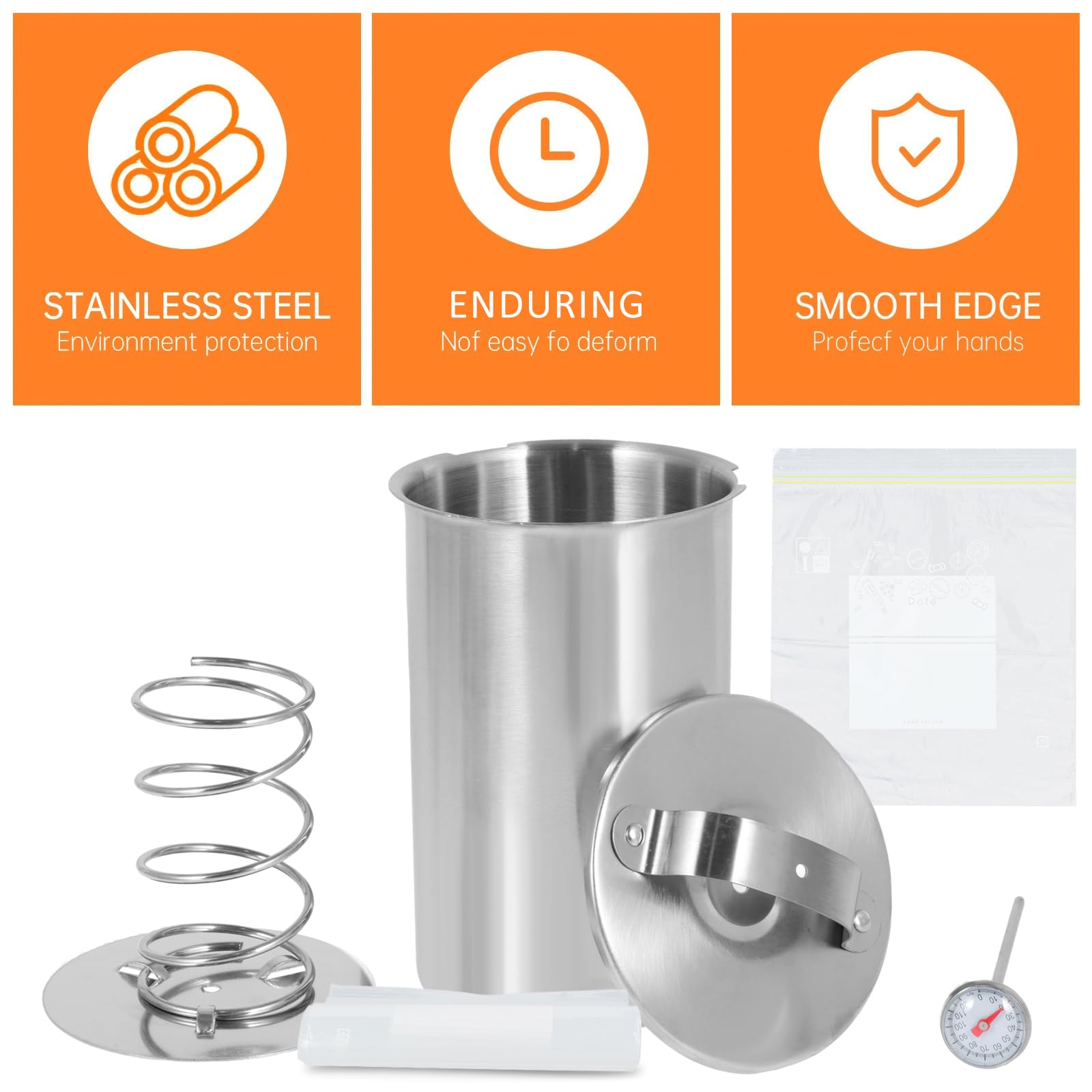 Stainless Steel Ham Maker Round Shape Meat Press Cooker with a Thermometer, Multifunctional Meat Press with 15 Meats Boil Bags Reusable for Meats Pork Beef Fish Lamb Poultry