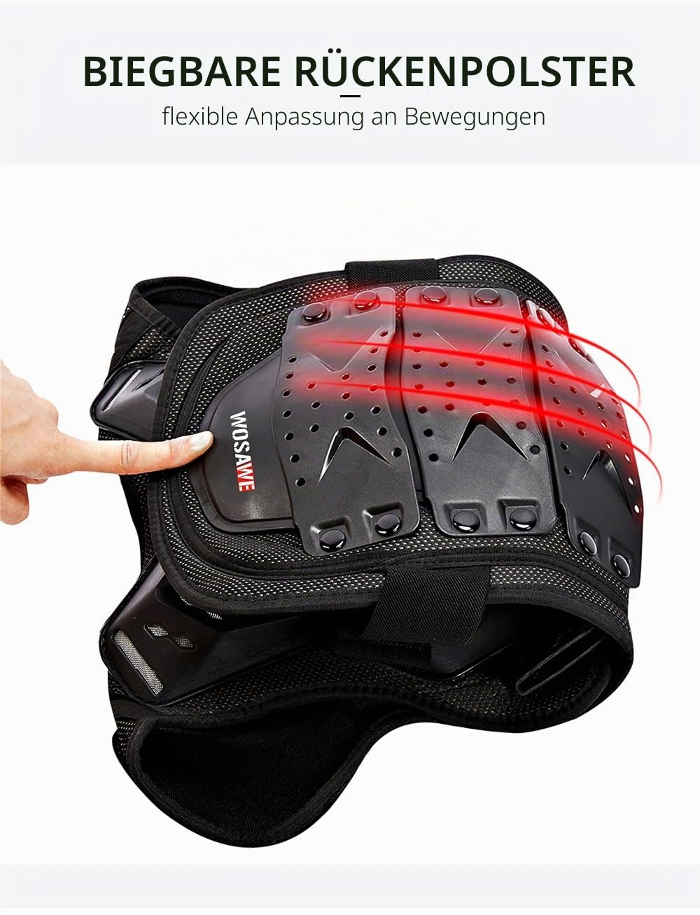 WOSAWE Kinder Sport Weste mit Polstern für Motorrad, Snowboarden, Skifahren, Skaten und Rollerfahren (05 Schwarz, L)