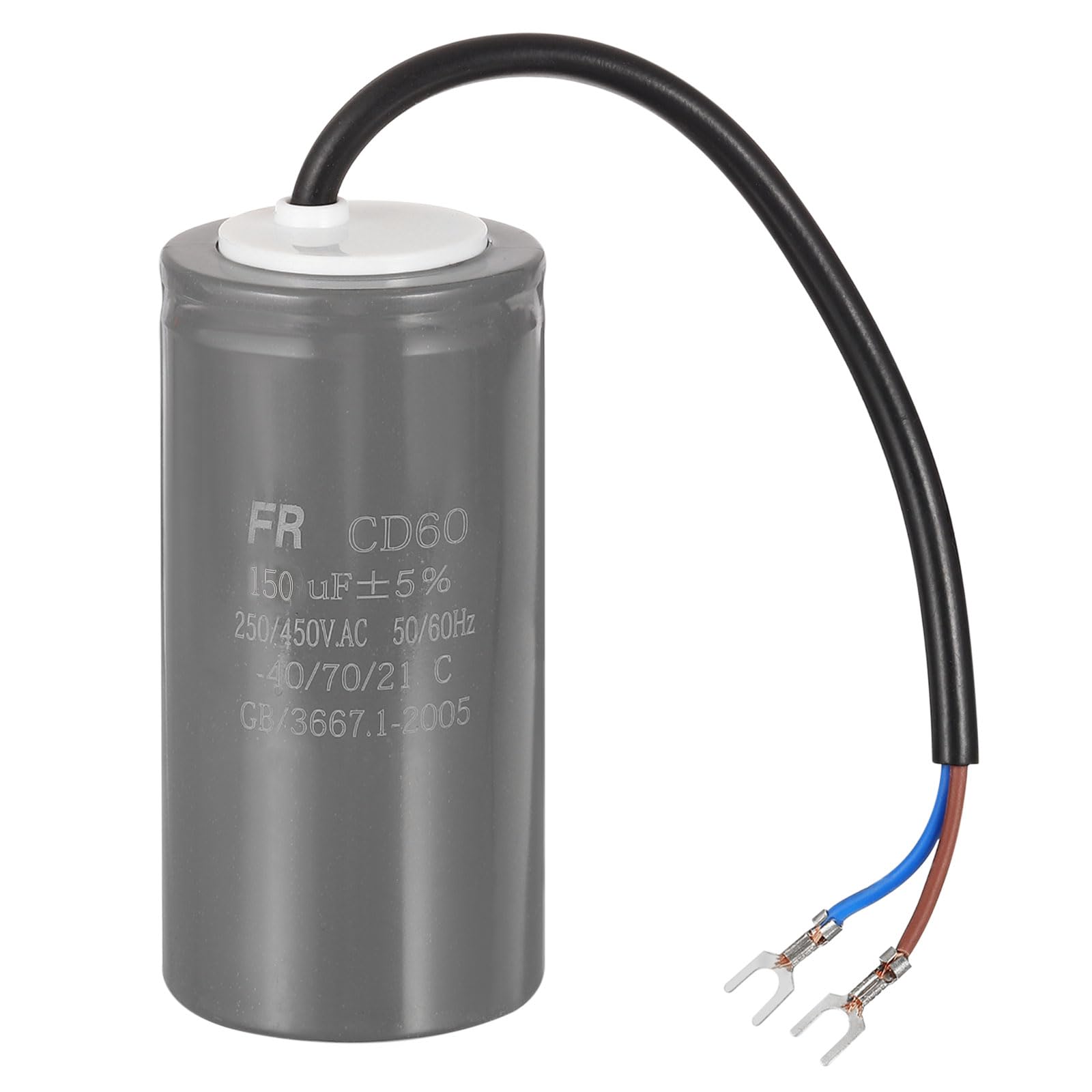 – sourcing map CD60 Run Capacitor, 150uF 450V 5% Tolerance Motor Starting Capacitor with 2 Wires for Air Compressor Washing Machines Pressure Washers, Grey