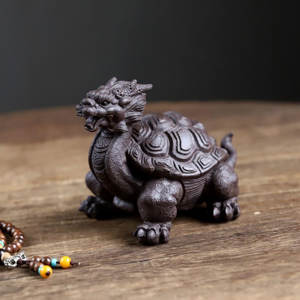 Akcesoria do herbaty dla zwierząt domowych zestaw do herbaty fioletowy piasek smok żółw ozdoby dla zwierząt Feng Shui Fortune figurki do herbaty dekoracje