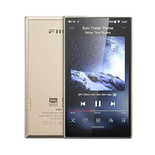 FiiO M21 Android 13 Portable Music Player MP3 Snapdragon 680 4* CS43198 DAC Chips Hi-Res Audio DSD Bluetooth LDAC (Titanium Gold) - Titanium Gold