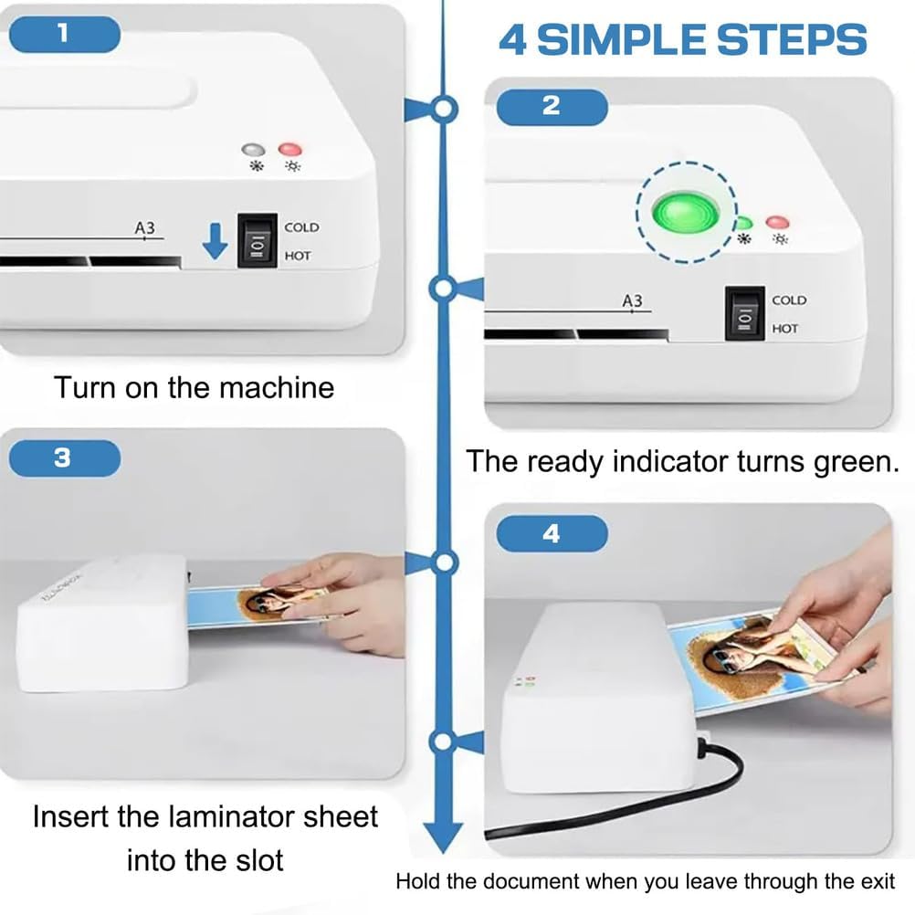 A3 Lamination Machine, 13 Inch Laminating Machine w/Hot and Cold Settings 40 Laminating Pouches Sheets Pouches Paper Trimmer for Posters, Photos, Menus, Postcards