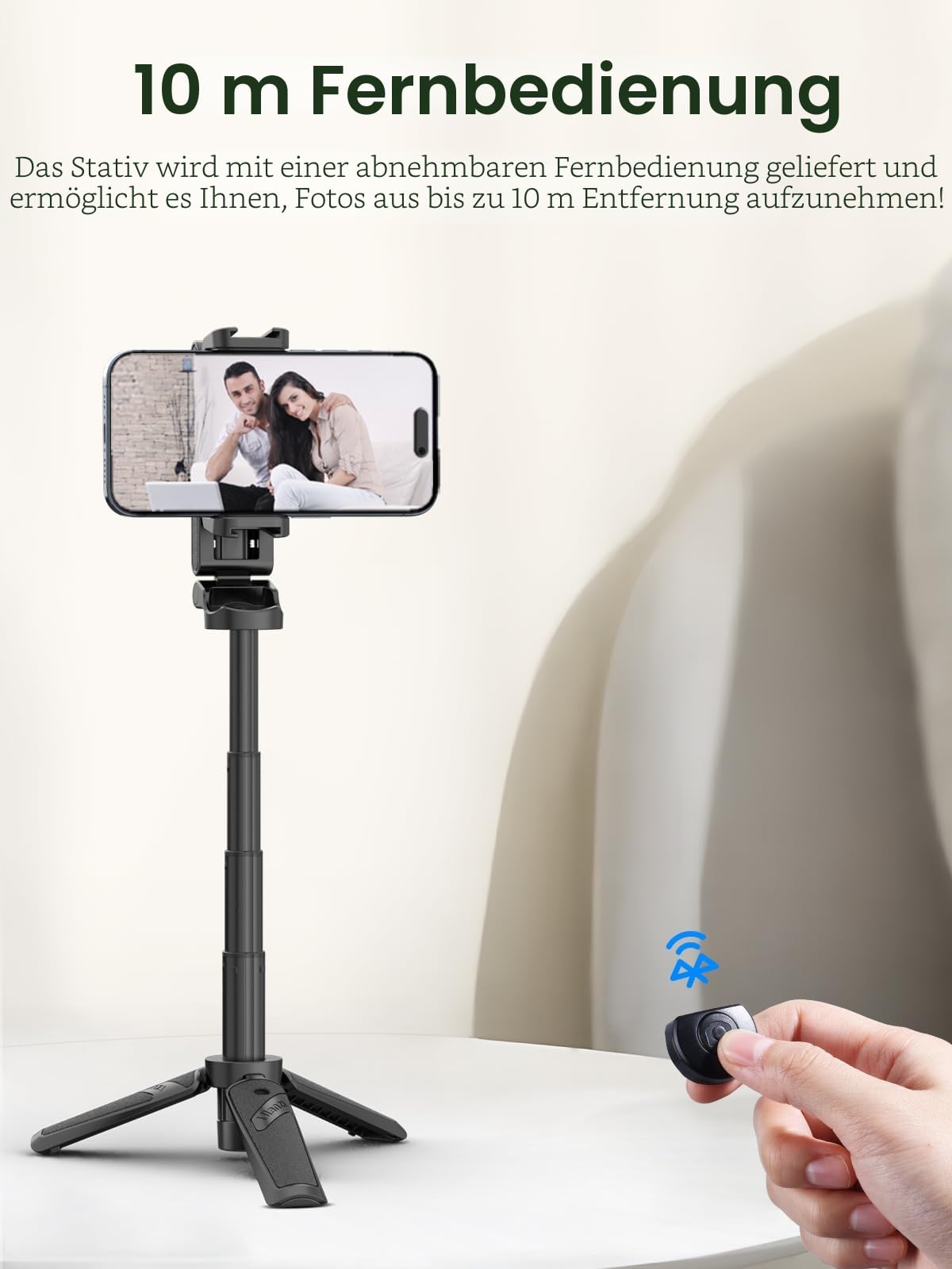 Ulanzi JJ02 Handy Stativ Ständer, 3 in 1 Bluetooth Selfie Stick Handy Griff Capgrip mit Fernbedienung, Ausziehbares Mini Stativ Handyhalterung für iPhone/Samsung/Android Smartphones, 2 Kaltschuh