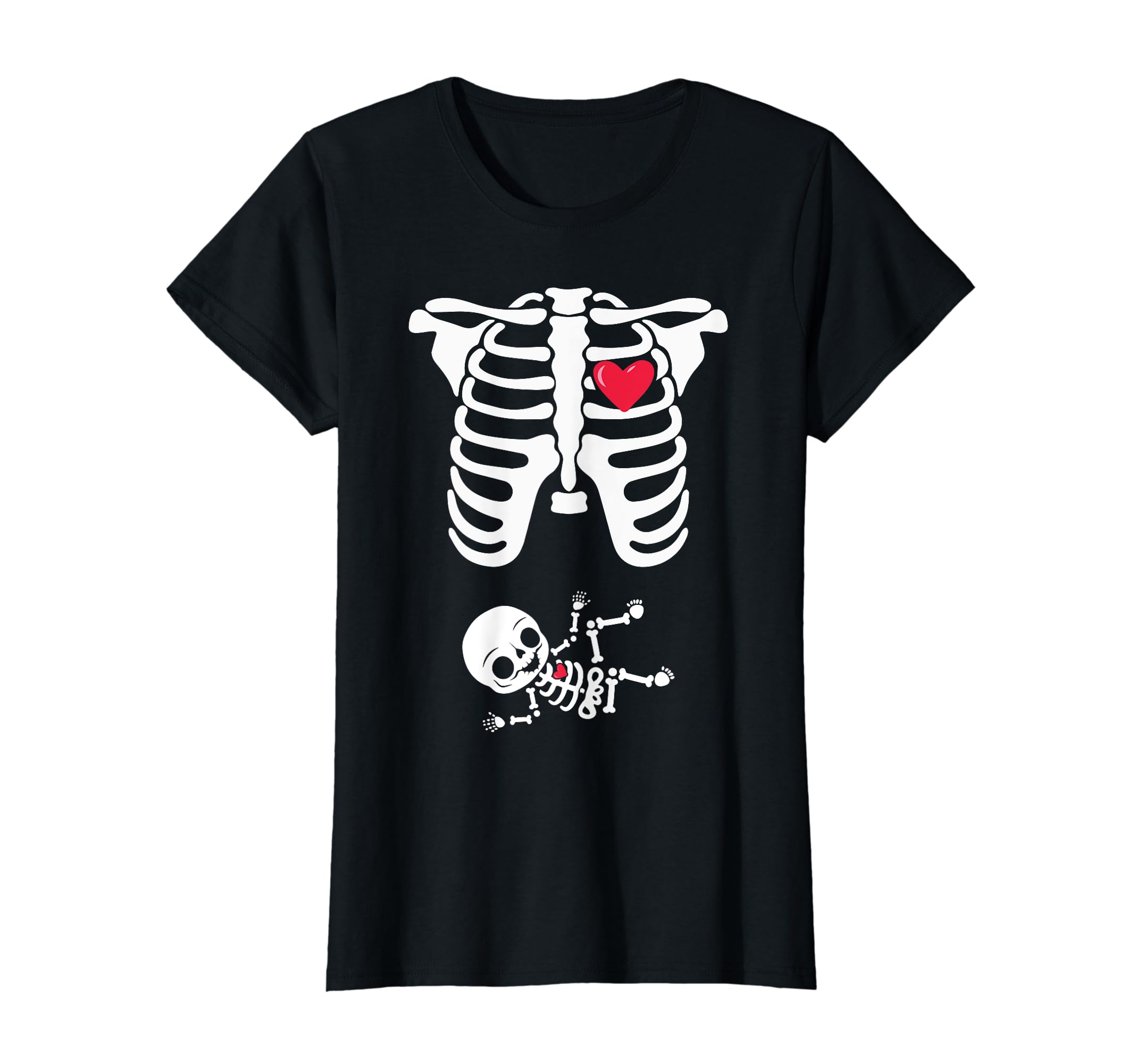 Skeleton Pregnancy XRay Halloween Costume Tee Esqueleto Embarazo Anuncio Tee XRay Halloween Disfraz Camiseta