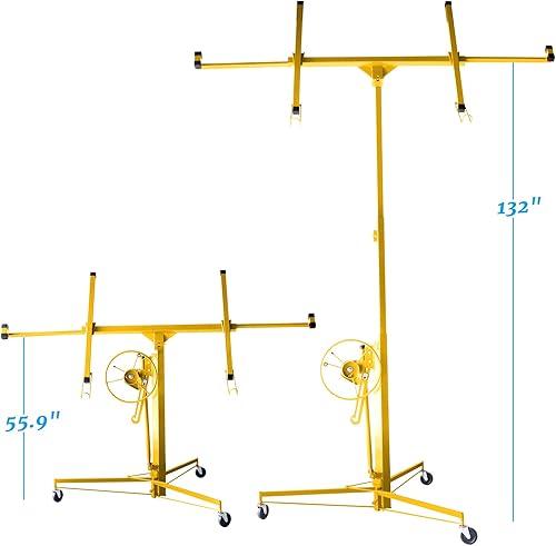 Miniatura 5 de Voohek YC810 Polipasto de panel de elevación para paneles de yeso, elevador de gato de hoja para decoración de techo, ruedas giratorias con bloqueo,