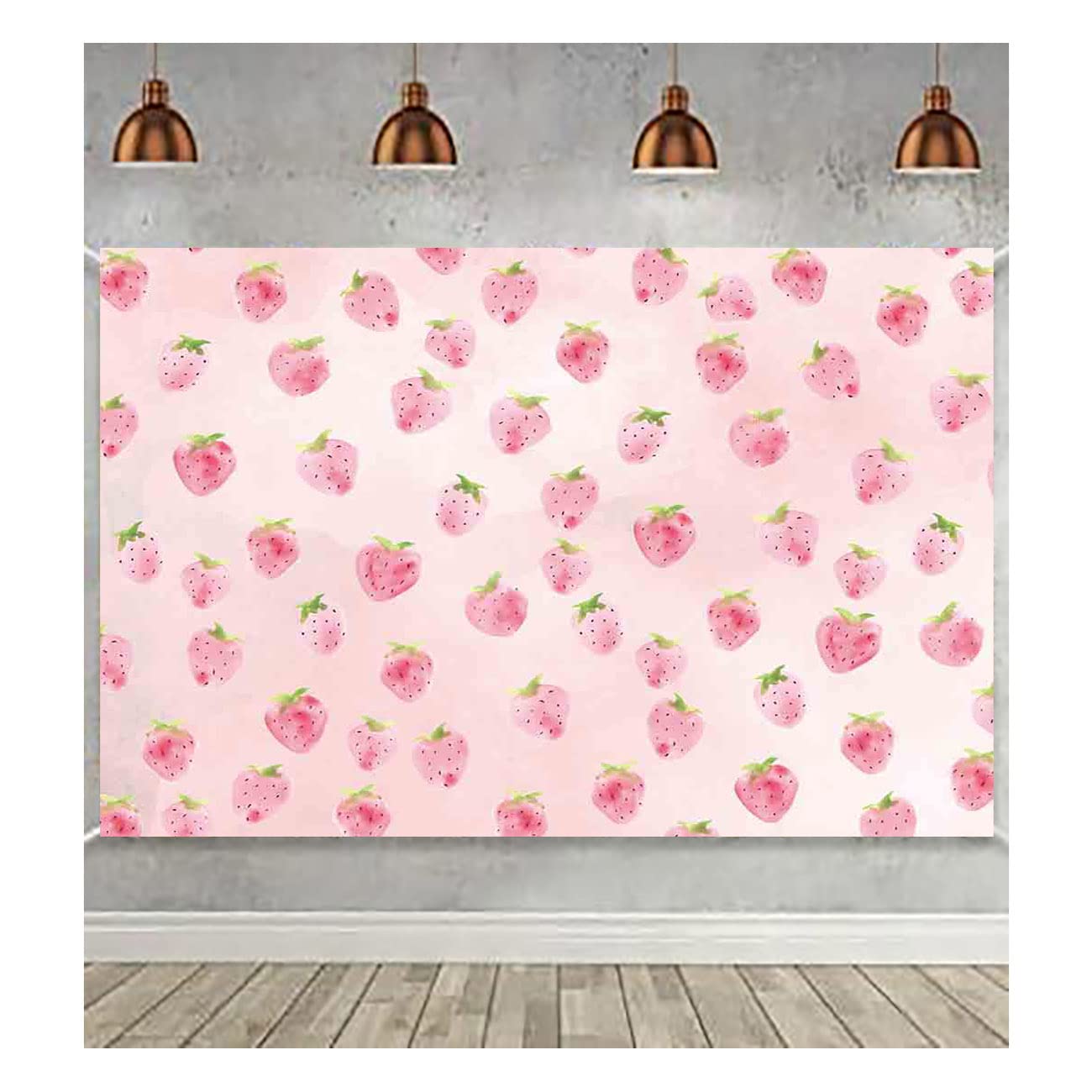 MAQTT Pink Strawberry Backdrop for Girls Birthday Party Decoration Strawberry Photography Background Baby Shower Supplies Cake Table Decor Wall Paper