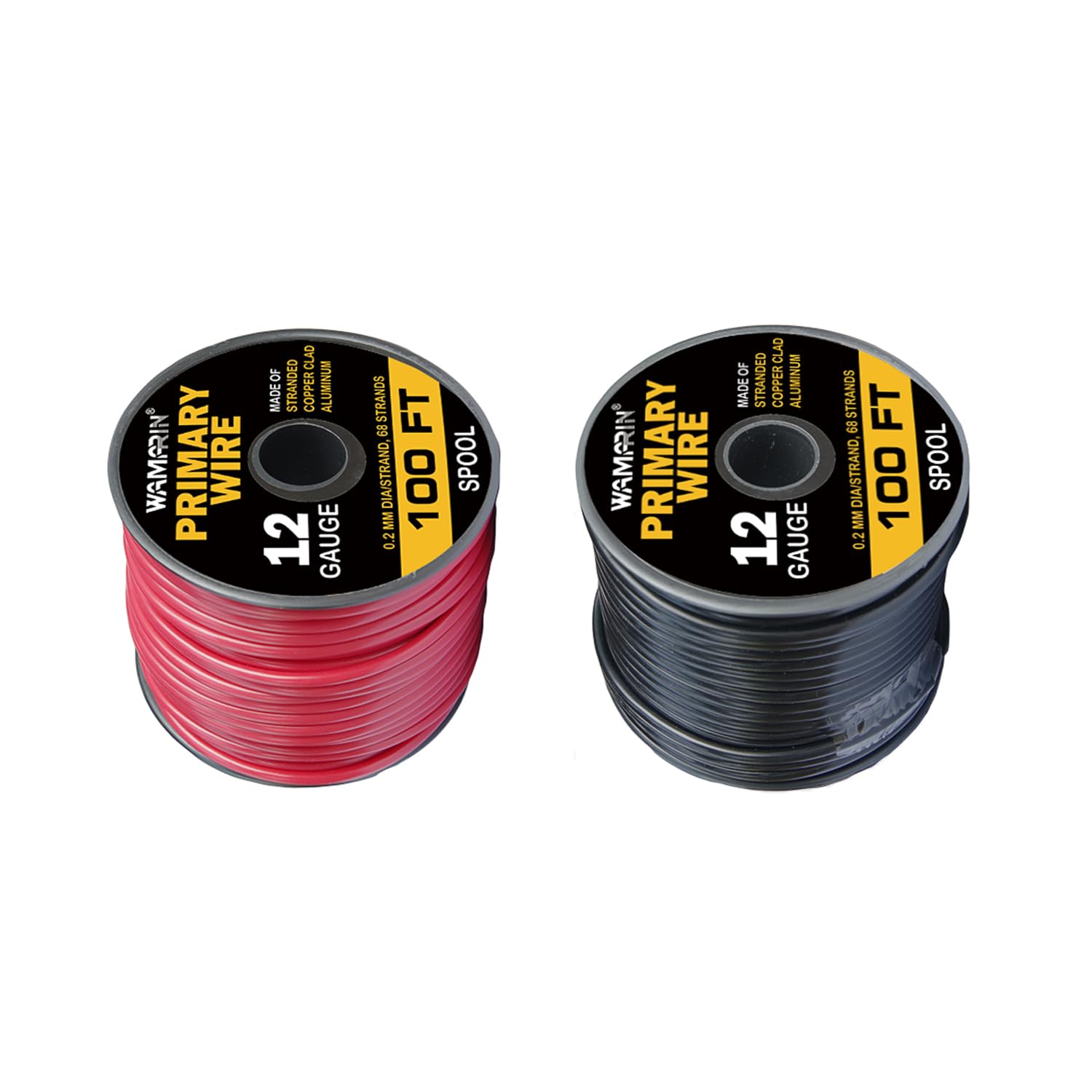 12 Gauge Wire Combo, 2 Colors, 200ft Total, Copper Clad Aluminum, Insulated，Suitable for Home Projects