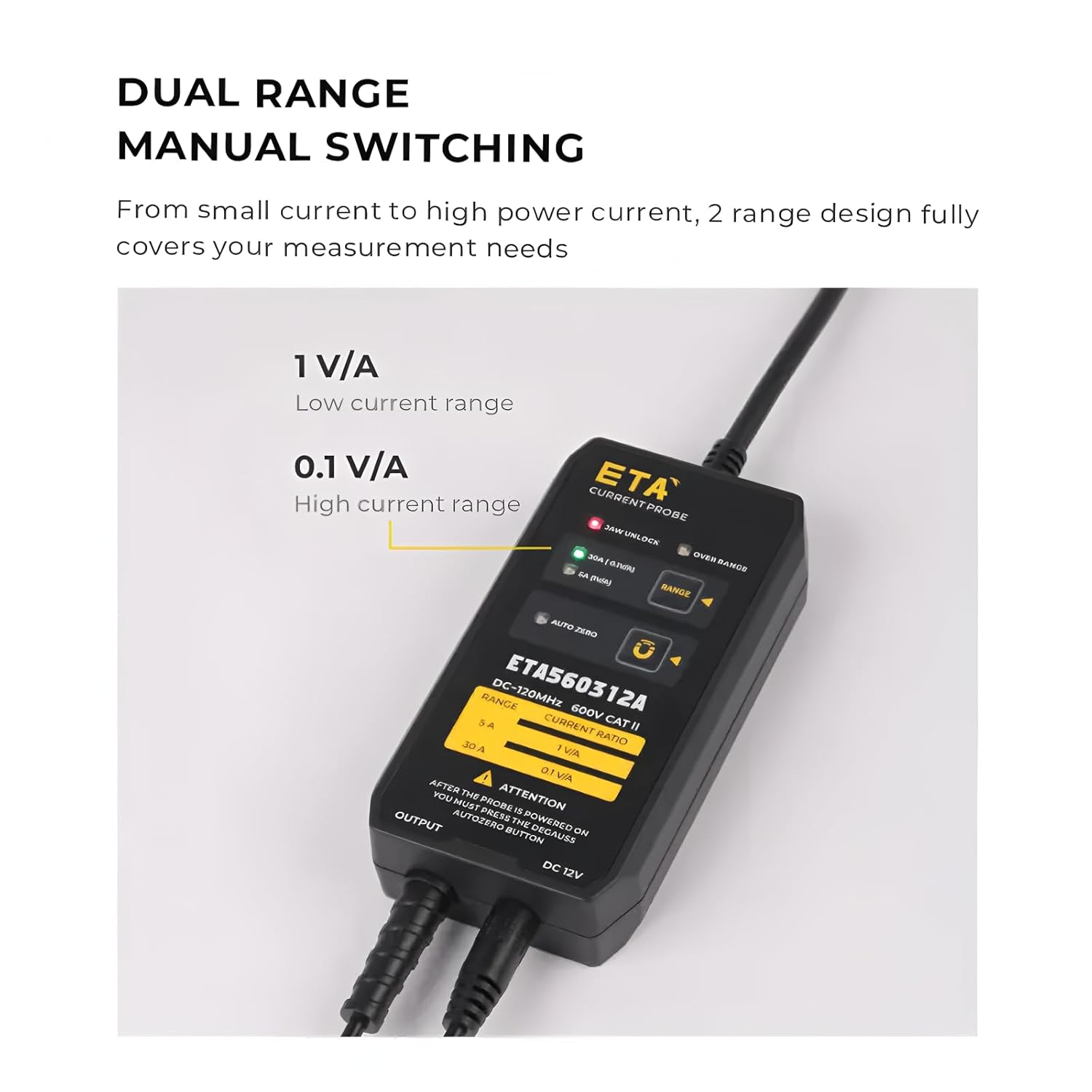 ETA AC/DC Oscilloscope Probe High Bandwidth Oscilloscope Current Probe Universal AC and DC Current Waveform Measurement Sensor ETA56500U(5MHz+500A)