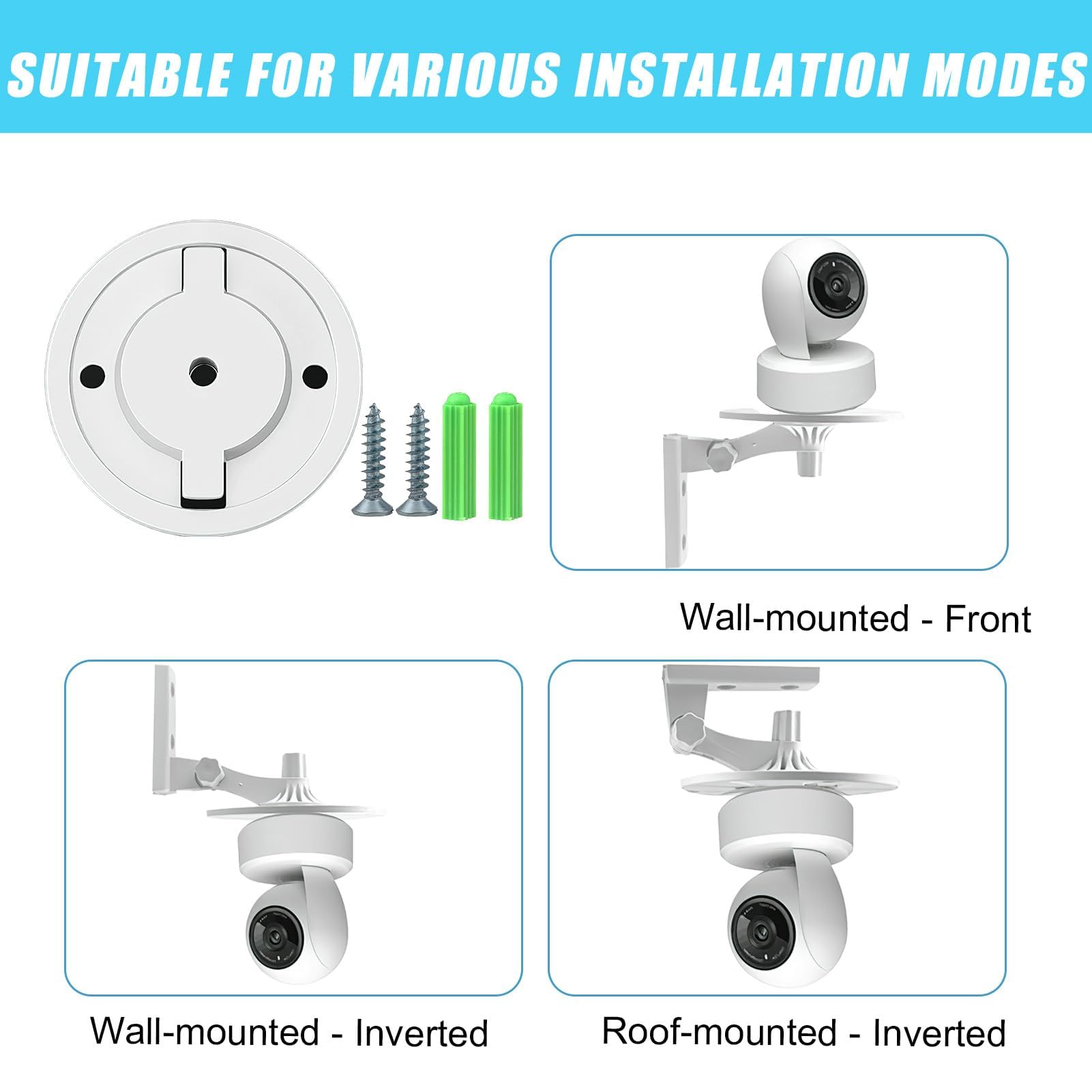 2PCS Soportes Cámara para Tapo C200, TP C210, IPC40C IPC42C, TPC42EW, IPC43AN, IPC43AW, MIPC451, Bases de Montaje para Cámara con Tornillos y Pernos de Expansión