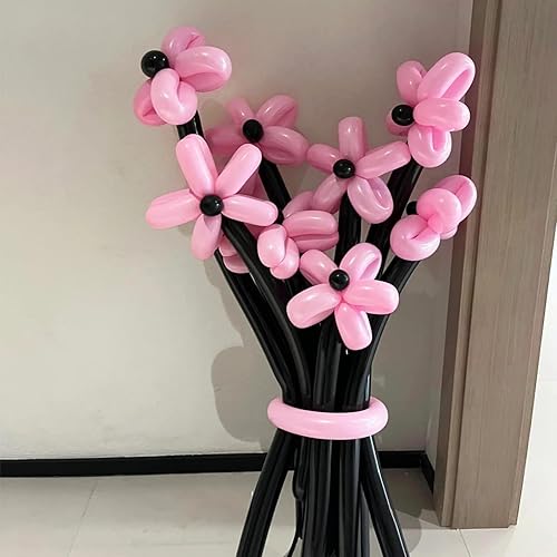 Miniatura 11 de Paquete de 260 globos largos, 100 globos negros de animales torcidos, globos mágicos largos de látex grueso para modelos de animales, Halloween