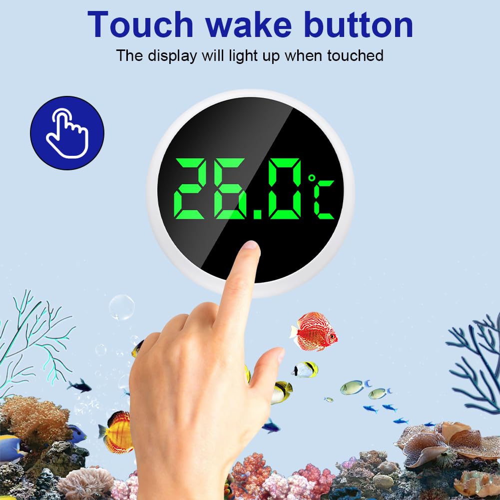 Flintronic Thermomètre d'Aquarium, Mini Thermomètre Aquarium Numérique, Affichage LED, Capteur de température haute précision, Convient aux aquariums d'eau douce et d'eau de mer