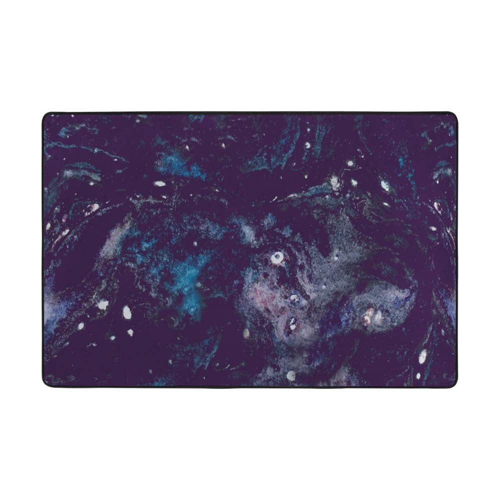 Tapis cosmique bleu foncé en velours corail Ruchen 203x147cm pour salon