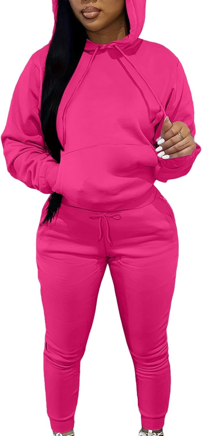 LovelyWholesale Womens Sweatsuits 2 Piece Set Hoodie Sweatshirts and Jogger Sets
