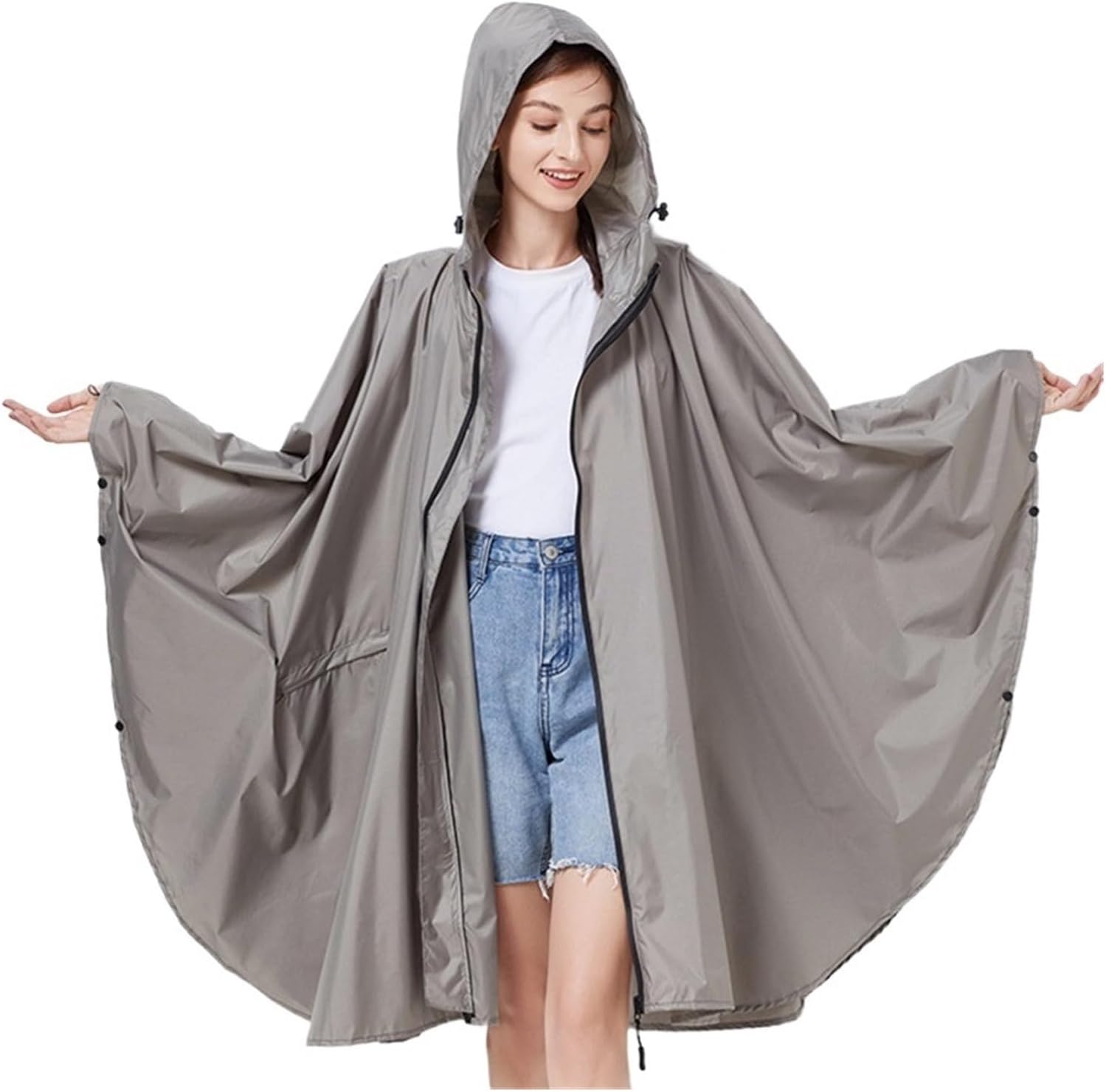 Waterproof Raincoats for Men and Women, Gray, Beige, Navy, Black, Raincoats, Outdoor Hiking, Trench Poncho, Cloak, (Color : Beige, Size : X-Large)