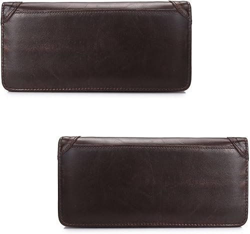 Cartera larga de cuero genuino de los hombres billetes billete titular de la tarjeta de dinero monedero delgado caliente