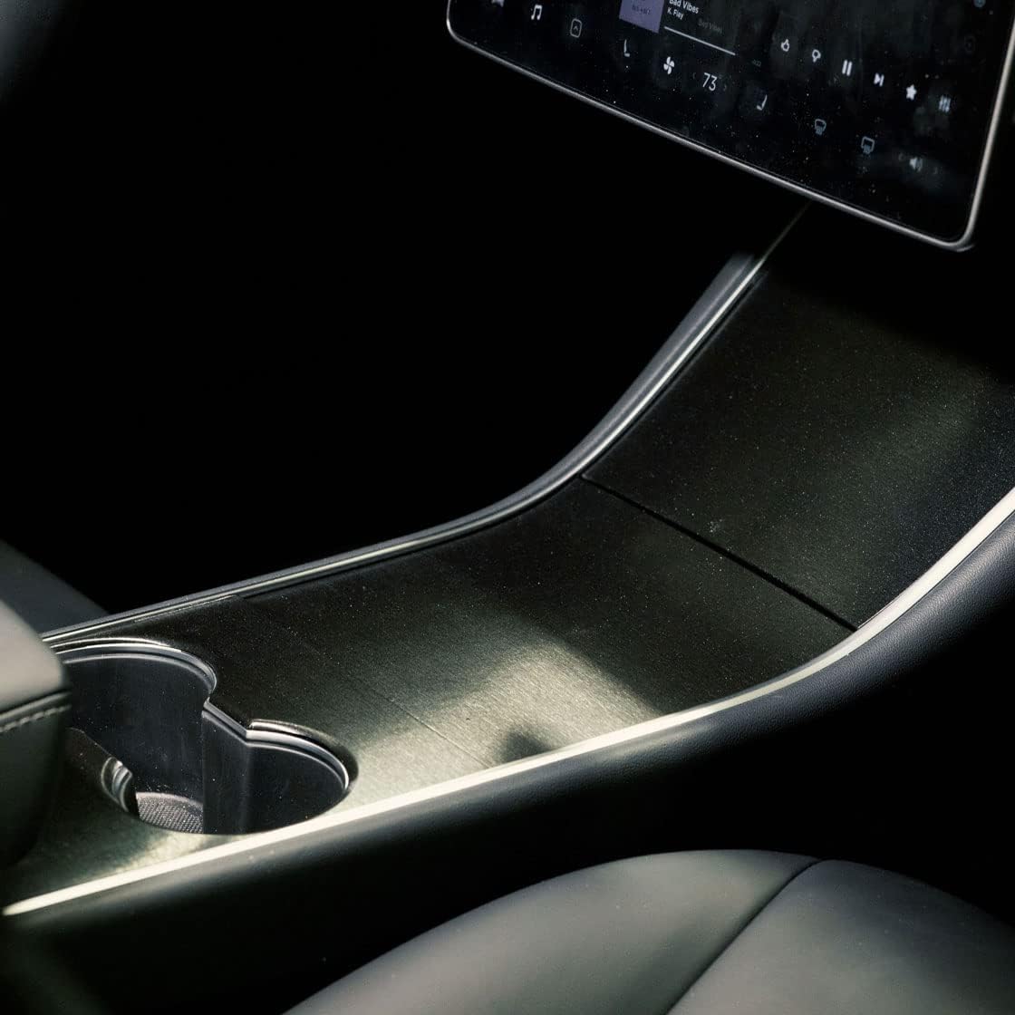 TESBROS Tesla Model 3 Center Console Wrap Kit - Easy to Install, Designed to Protect from scratch- Tesla Model 3 Accessories Made from 3M Automotive Vinyl | Brushed Black Metallic