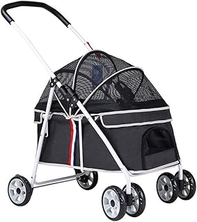 Carrinho de cachorro dentro de 20kg, carrinhos de cachorro premium para cães pequenos, carrinho de passeio sem zíper, carrinho de cachorro sem zíper para cães/gatos, carrinho de bebê co