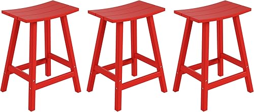 Miniatura 61 de Costaelm Juego de 2 taburetes de bar para todo tipo de clima, 29 pulgadas de altura, taburetes de bar Adirondack de polietileno para patio, terraza,